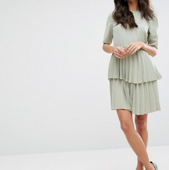 ASOS Dresses & Skirts - Y.a.s green pleated midi dress